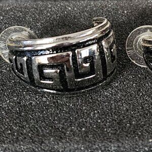 Avon Key of Life Pierced Earrings Surgical Steel Vintage 1999 - Silver Tone